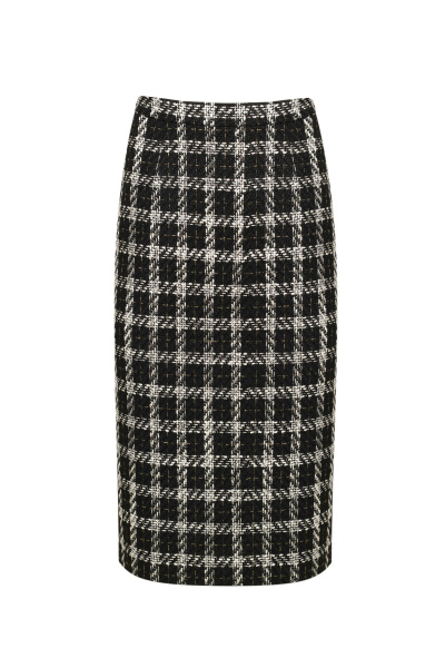 юбка деловой из рогожки короткая с высокой талией Elema 4К-13093-1-170 чёрно-белая_клетка - фото 5