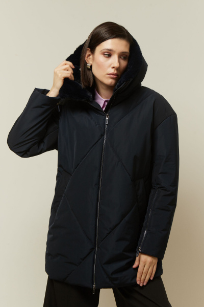 Пальто из плащёвой ткани в повседневном стиле с карманами Elema 5S-13035-1-164 тёмно-синий - фото 1