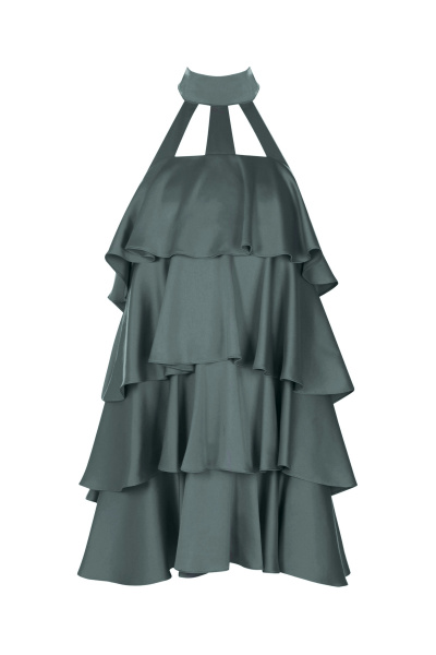 серое нарядное платье из текстиля для демисезона Elema 5К-12986-1-164 графит - фото 1