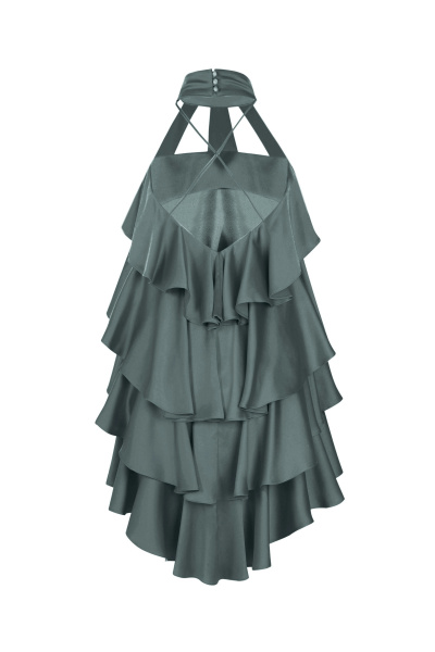 серое нарядное платье из текстиля для демисезона Elema 5К-12986-1-170 графит - фото 3