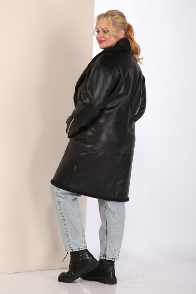 Дубленка женская на молнии из экокожи до колена Celentano 2032.2 черный - фото 10