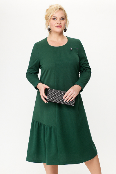 Платье из трикотажа с брошью и асимметричным передом Algranda А3949- 4 - фото 6