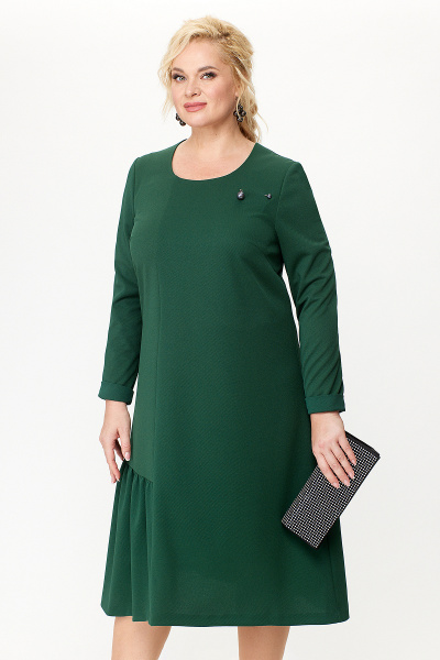 Платье из трикотажа с брошью и асимметричным передом Algranda А3949- 4 - фото 8