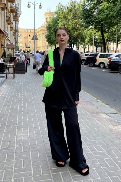 Легкие атласные брюки с карманами и высокой талией The Mood 007-1 - фото 4