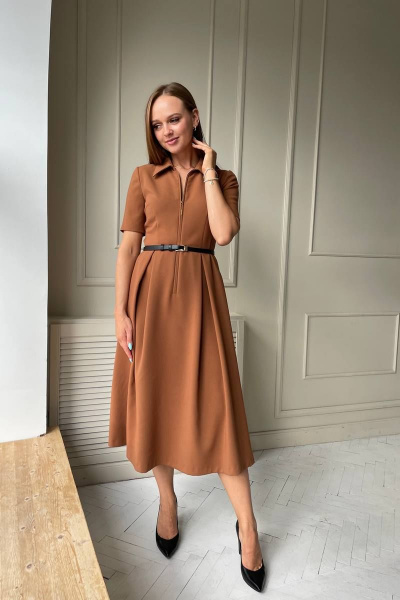 Демисезонное платье с отрезной талией и ремнем PUR PUR 11-215 - фото 1
