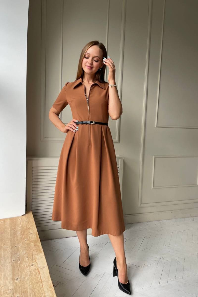 Демисезонное платье с отрезной талией и ремнем PUR PUR 11-215 - фото 2