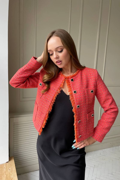 Деловой демисезонный жакет на пуговицах из текстиля PUR PUR 11-214 - фото 1