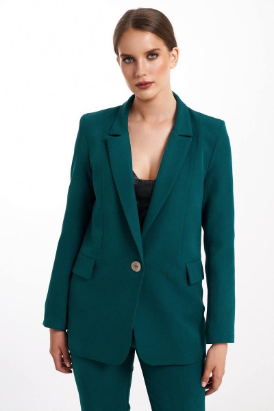 Двухпредметный деловой комплект брюки и жакет на застежках KaVaRi 8002.4 изумруд - фото 5