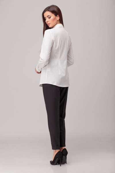 Блуза делового стиля с кружевными вставками из вискозы Anelli 383 белый - фото 3