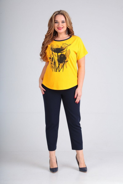 Блуза, брюки, жакет Andrea Style 00261 желтый - фото 3