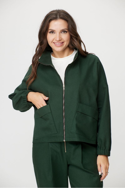 Демисезонный зеленый костюм из хлопкового джинса Michel chic 1351 зеленый - фото 3