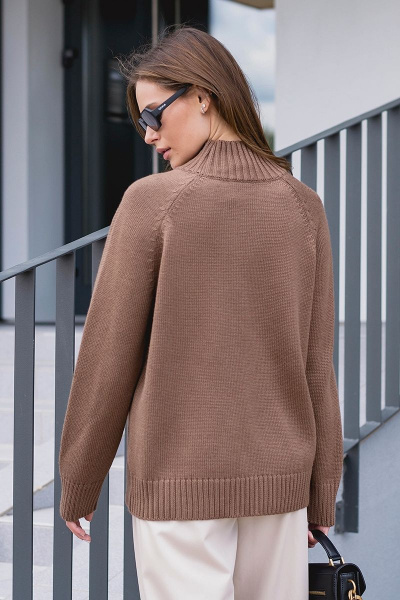 Джемпер оверсайз из шерстяного трикотажа с горловиной-стойкой MURMUR 22001 какао - фото 3
