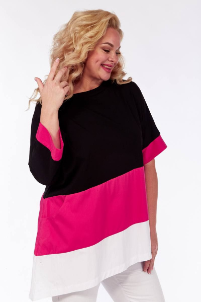 Туника Fita 1141 черный-фуксия - фото 7