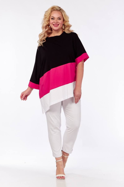 Туника Fita 1141 черный-фуксия - фото 2