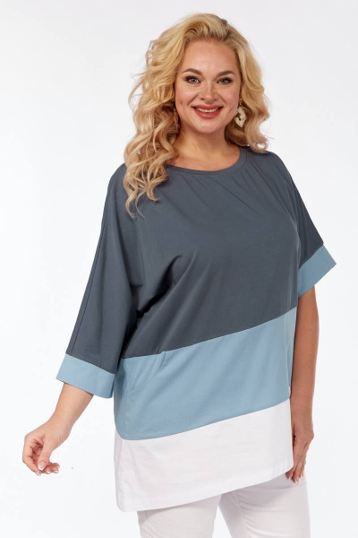 Блуза, туника Fita 1142 серо-голубой - фото 9