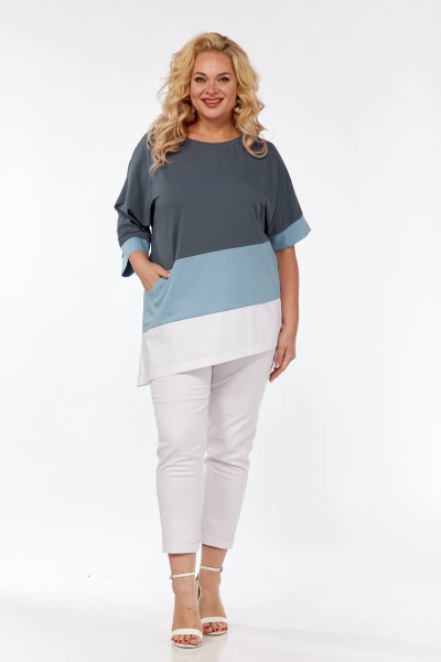 Блуза, туника Fita 1142 серо-голубой - фото 6