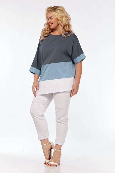 Блуза, туника Fita 1142 серо-голубой - фото 5