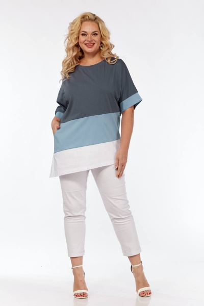 Блуза, туника Fita 1142 серо-голубой - фото 2