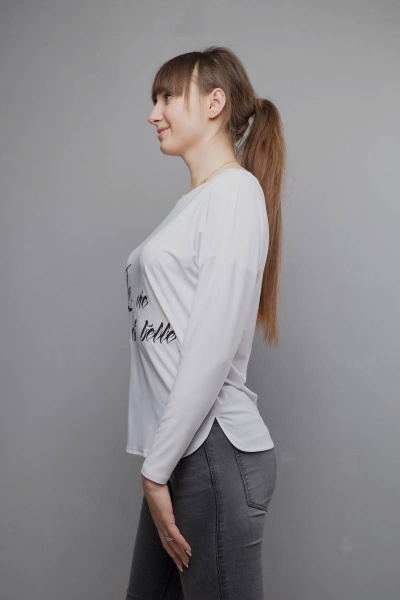 Блуза белая с рукавом «летучая мышь» и разрезами Mita ЖМ913 белый - фото 2