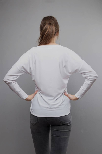 Блуза белая с рукавом «летучая мышь» и разрезами Mita ЖМ913 белый - фото 3