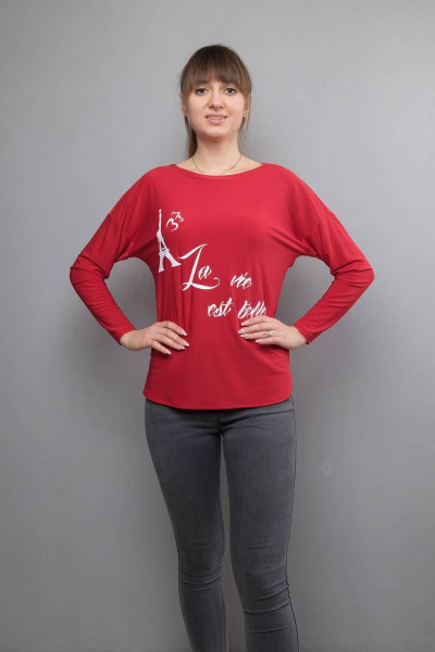 Блуза красная с рукавом «летучая мышь» и разрезами Mita ЖМ913 красный - фото 1