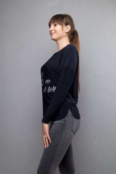 Блуза синяя с рукавом «летучая мышь» и разрезами Mita ЖМ913 синий - фото 2