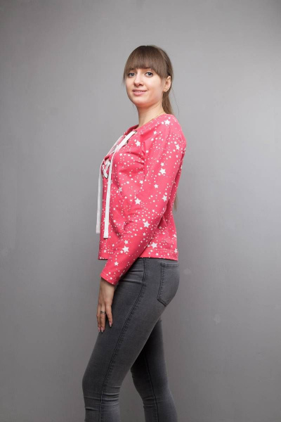 Блуза прямого силуэта с длинным рукавом и шнуровкой Mita ЖМ1026а звезды - фото 3
