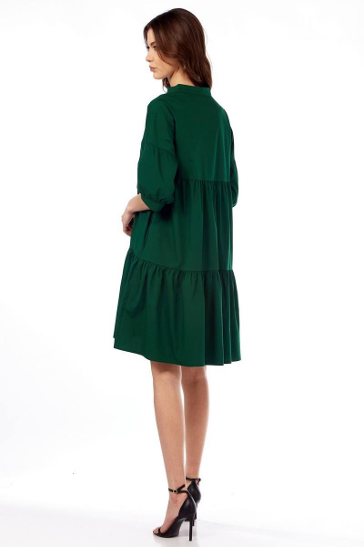Платье свободного кроя из хлопка с застежкой Fita 1431 изумруд - фото 4