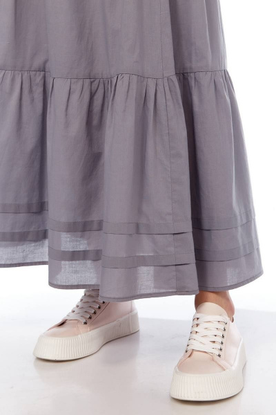 Юбка макси с подрезами и складками Fita 20271 светло-серый - фото 8