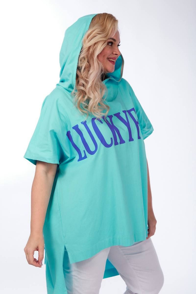 Туника из трикотажа с капюшоном в синем цвете Fita 8822 мята - фото 9