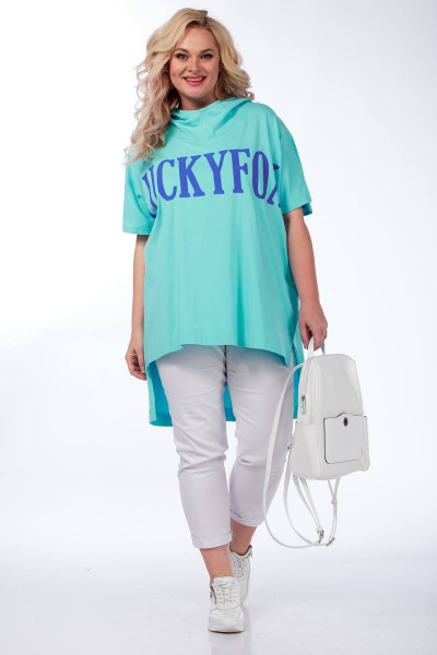 Туника из трикотажа с капюшоном в синем цвете Fita 8822 мята - фото 6