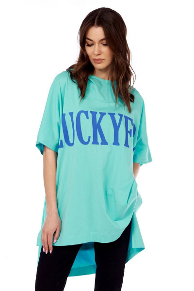 Туника из трикотажа с капюшоном в синем цвете Fita 8822 мята - фото 5