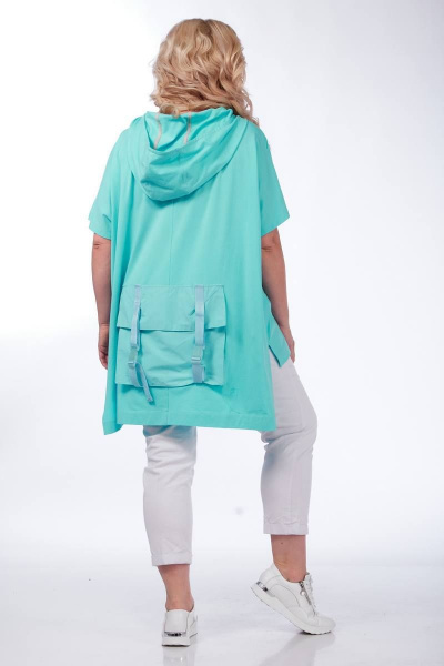 Туника из трикотажа с капюшоном в синем цвете Fita 8822 мята - фото 4