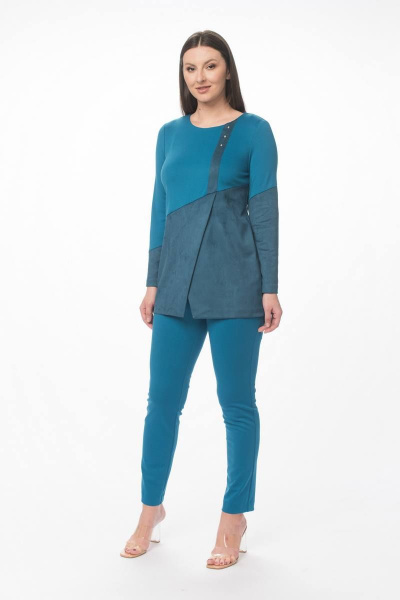 Костюм 2-ка из искусственной замши и трикотажа Stilville 1591 бирюза - фото 5