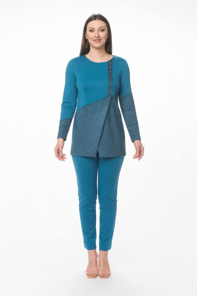Костюм 2-ка из искусственной замши и трикотажа Stilville 1591 бирюза - фото 4