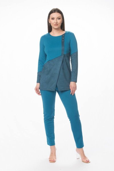 Костюм 2-ка из искусственной замши и трикотажа Stilville 1591 бирюза - фото 1