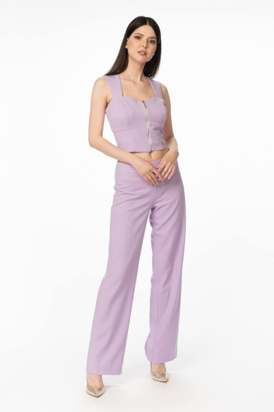 Фиолетовые прямые брюки с имитацией карманов для деловых встреч Stilville 1863 лаванда - фото 7