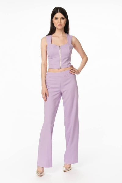 Фиолетовые прямые брюки с имитацией карманов для деловых встреч Stilville 1863 лаванда - фото 6