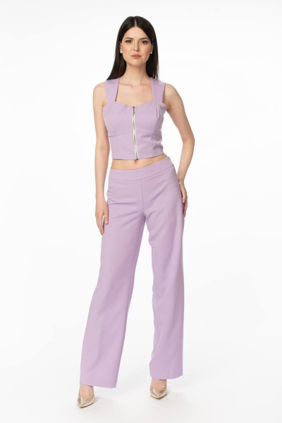 Фиолетовые прямые брюки с имитацией карманов для деловых встреч Stilville 1863 лаванда - фото 4