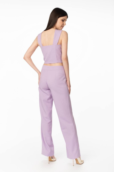 Фиолетовые прямые брюки с имитацией карманов для деловых встреч Stilville 1863 лаванда - фото 3