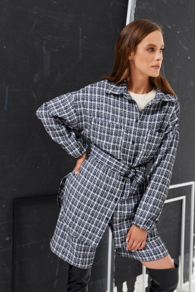 Жакет удлиненный классический полуприлегающий демисезонный Prestige 4889 мультиколор - фото 4