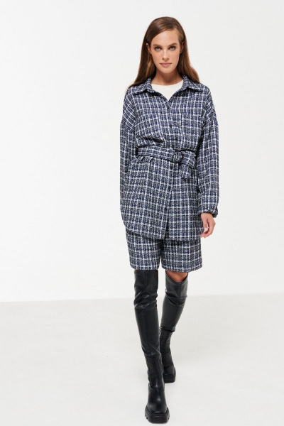 Жакет удлиненный классический полуприлегающий демисезонный Prestige 4889 мультиколор - фото 2