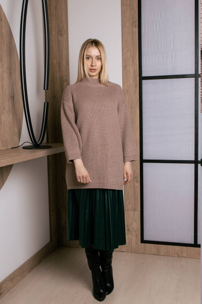 Вязаный джемпер с шерстью, стильный демисезонный Romgil 873ШТЗ розово-коричневый - фото 5