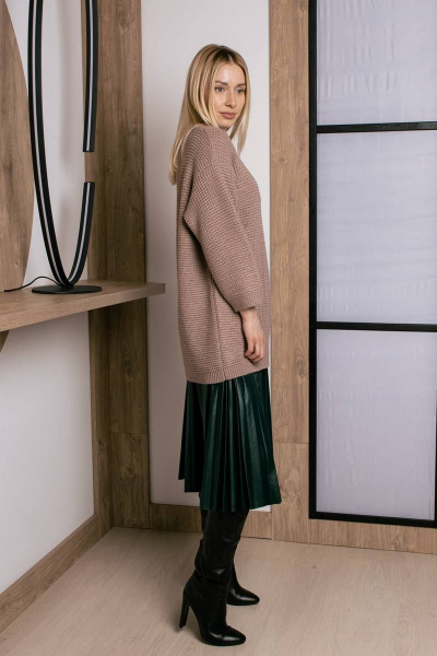 Вязаный джемпер с шерстью, стильный демисезонный Romgil 873ШТЗ розово-коричневый - фото 4