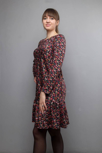 Платье с воланом, мелкий цветочный принт и длинными рукавами Mita ЖМ1029 - фото 3