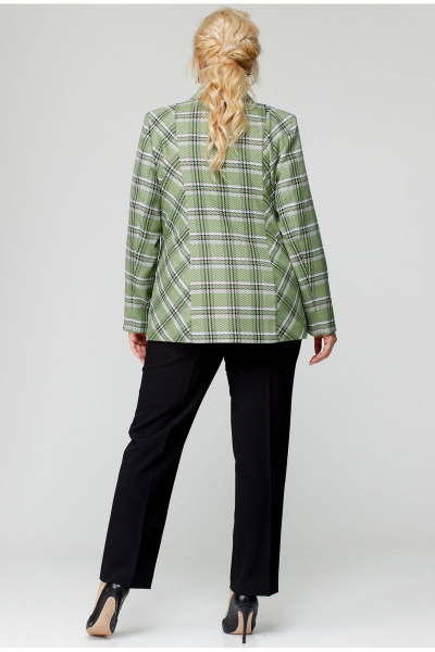 Демисезонный жакет из хлопка удлиненный с рельефами БелЭльСтиль 203-2_83_22 зеленая клетка - фото 5