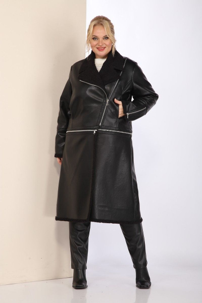Дубленка-трансформер из экокожи с длиной до колена Celentano 2036.2 черный - фото 11