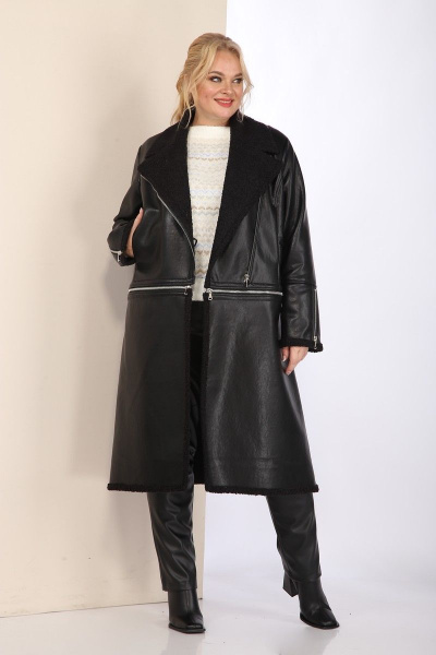 Дубленка-трансформер из экокожи с длиной до колена Celentano 2036.2 черный - фото 10