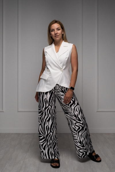 Брюки, жилет Beautiful&Free 3076 белый+зебра - фото 2