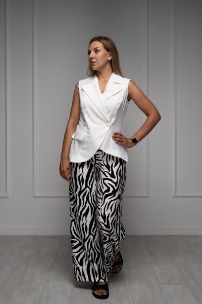 Брюки, жилет Beautiful&Free 3076 белый+зебра - фото 1
